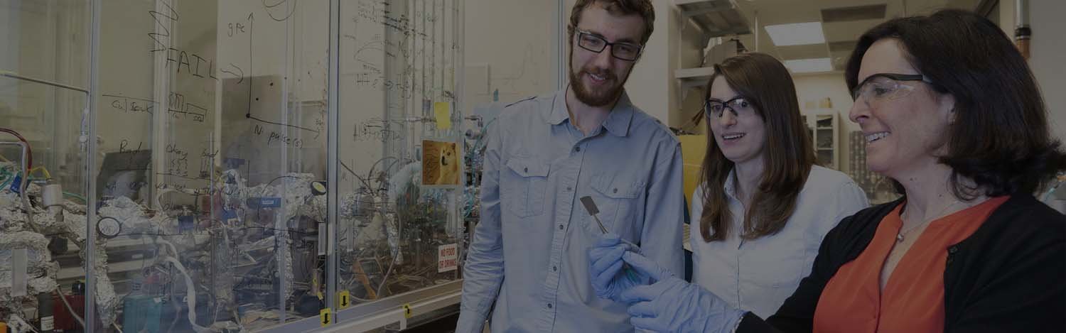 Professor and students in a lab