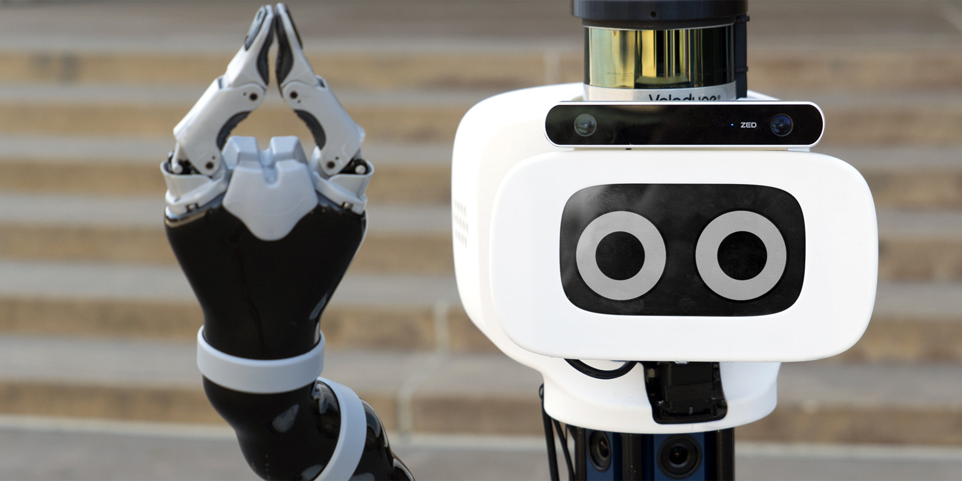 
JackRabbot 2 has an arm and expressive eyes, which can help communicate the robot’s next move to people around it. | Photo credit: Amanda Law