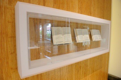 Management Science and Engineering books in a display case